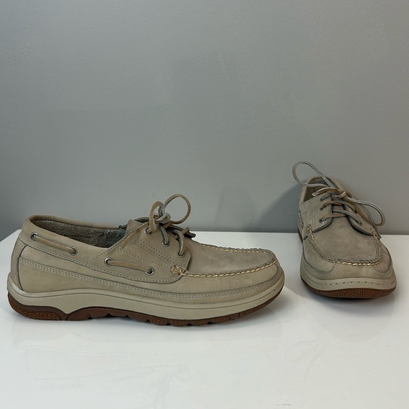 Orvis Cream Leather Topsider Boat Shoes Size 9.5 - Picture 1 of 16